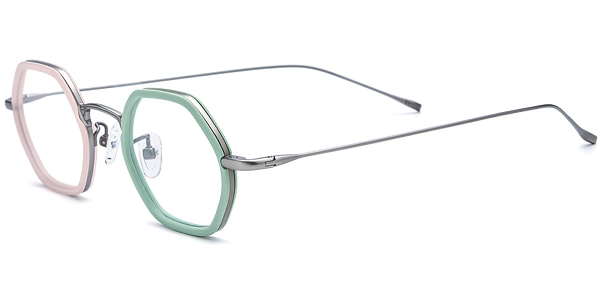 Acetate Titanium Geometric Frame F7721