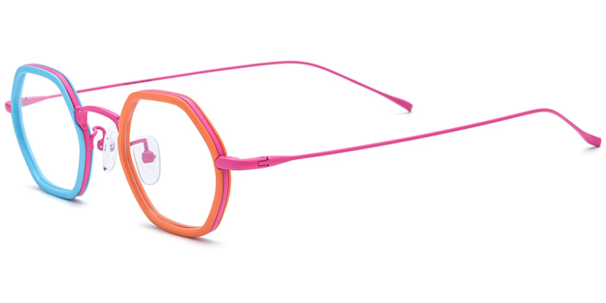 Acetate Titanium Geometric Frame F7721