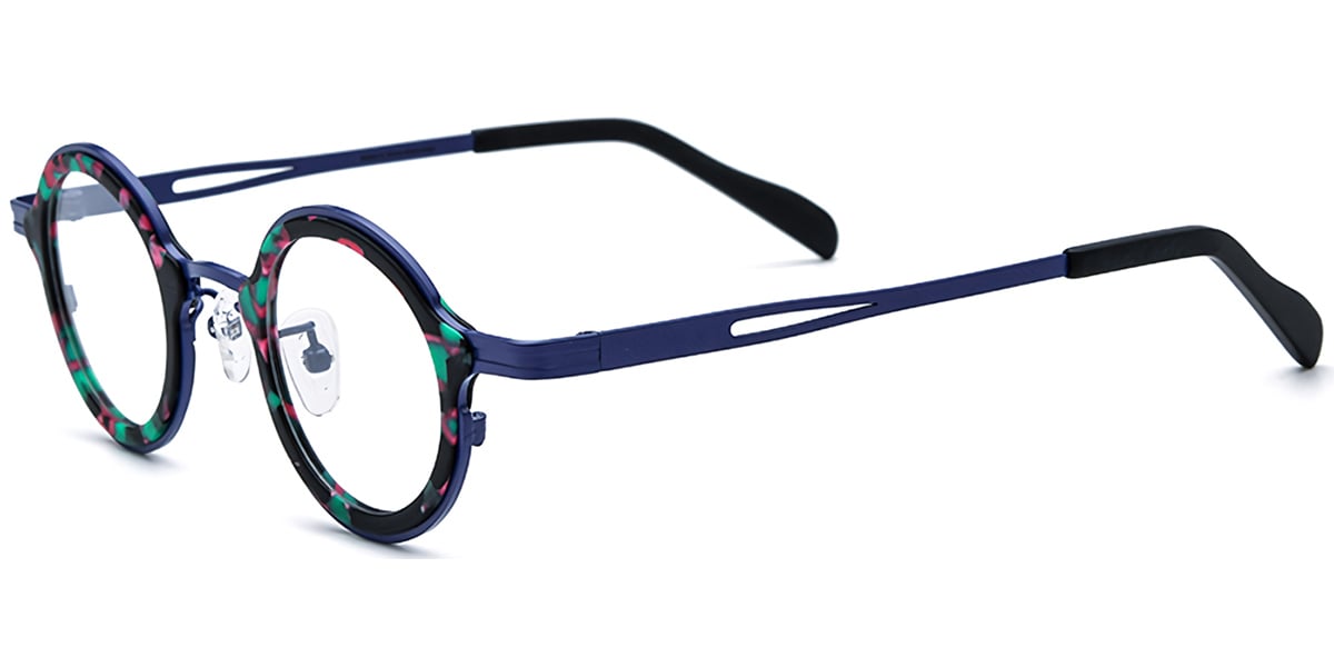 Acetate Titanium Round Frame F7317