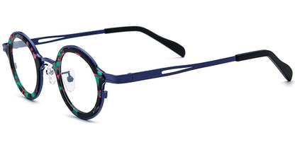 Acetate Titanium Round Frame F7317
