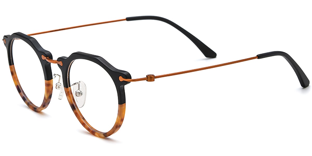 Acetate Titanium Round Frame F7576