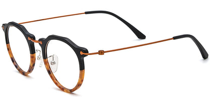 Acetate Titanium Round Frame F7576