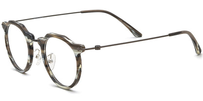 Acetate Titanium Round Frame F7576