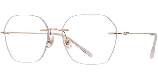 Acetate Metal Mixed Material Square Rimless Frame F7758
