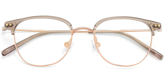 Acetate TR Titanium Mixed Material Browline Frame F9582