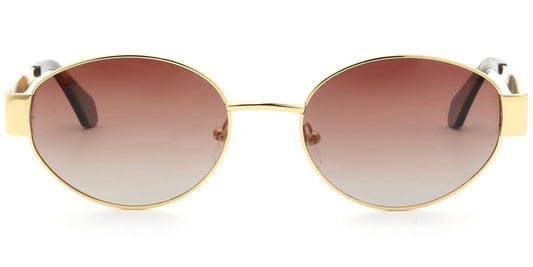 Acetate Metal Oval Sunglasses SG9358