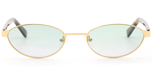 Acetate Metal Oval Sunglasses SG9349