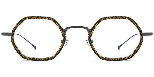 Acetate Titanium Geometric Frame F7721