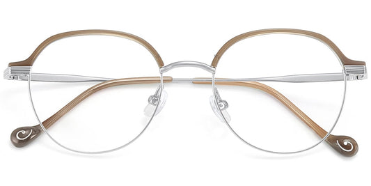 Acetate TR Titanium Mixed Material Browline Frame F9583