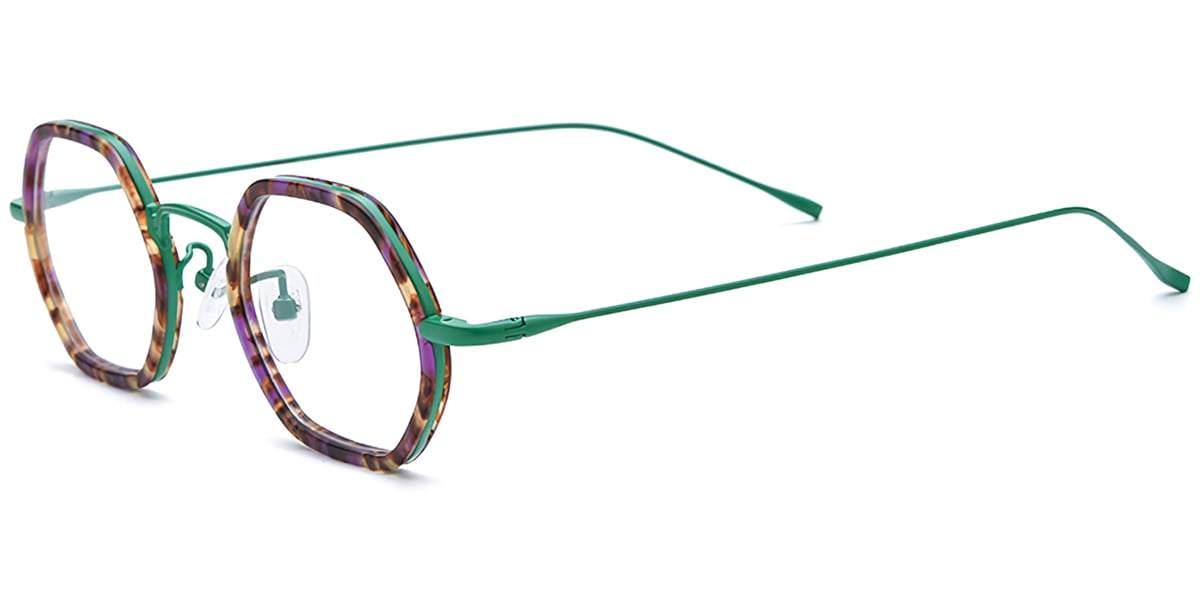 Acetate Titanium Geometric Frame F7721