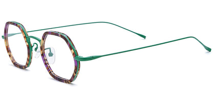 Acetate Titanium Geometric Frame F7721