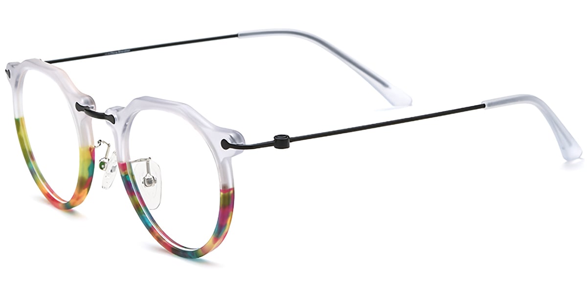 Acetate Titanium Round Frame F7576