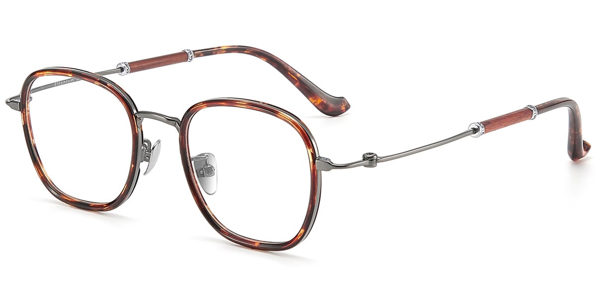 Acetate Titanium Square Frame F9445