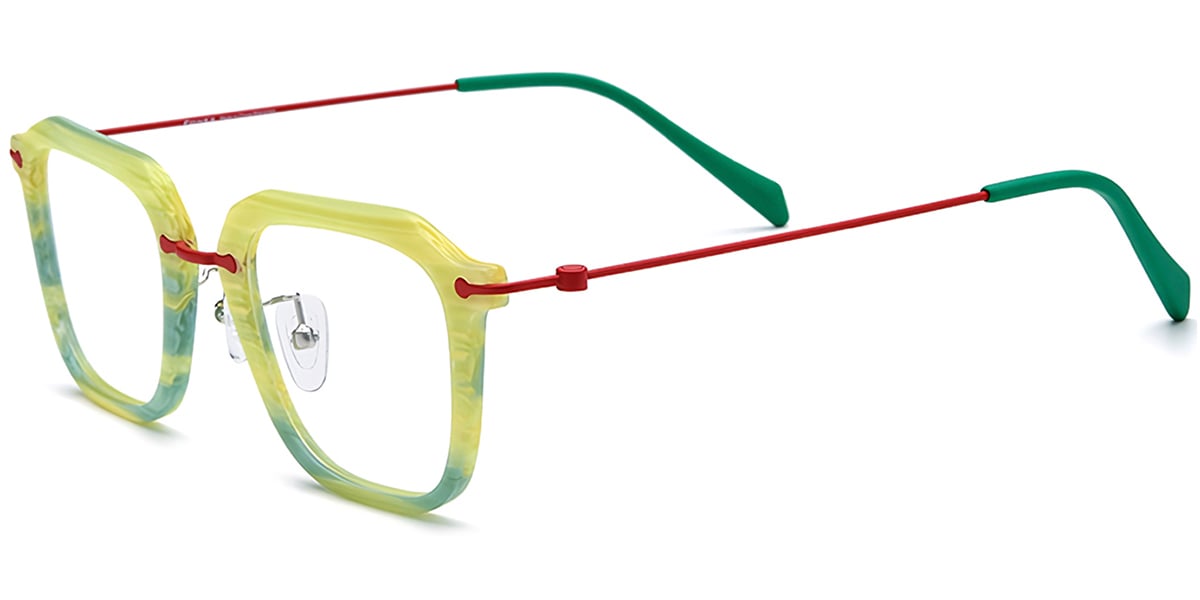 Acetate Titanium Square Frame F7177