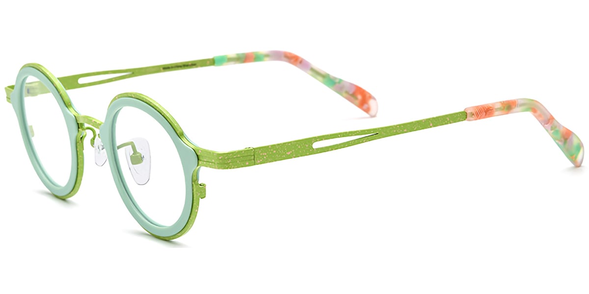 Acetate Titanium Round Frame F7317
