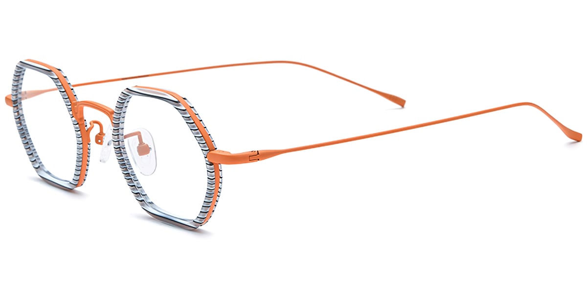 Acetate Titanium Geometric Frame F7721