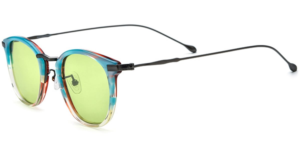 Acetate Titanium Oval Sunglasses SG7024