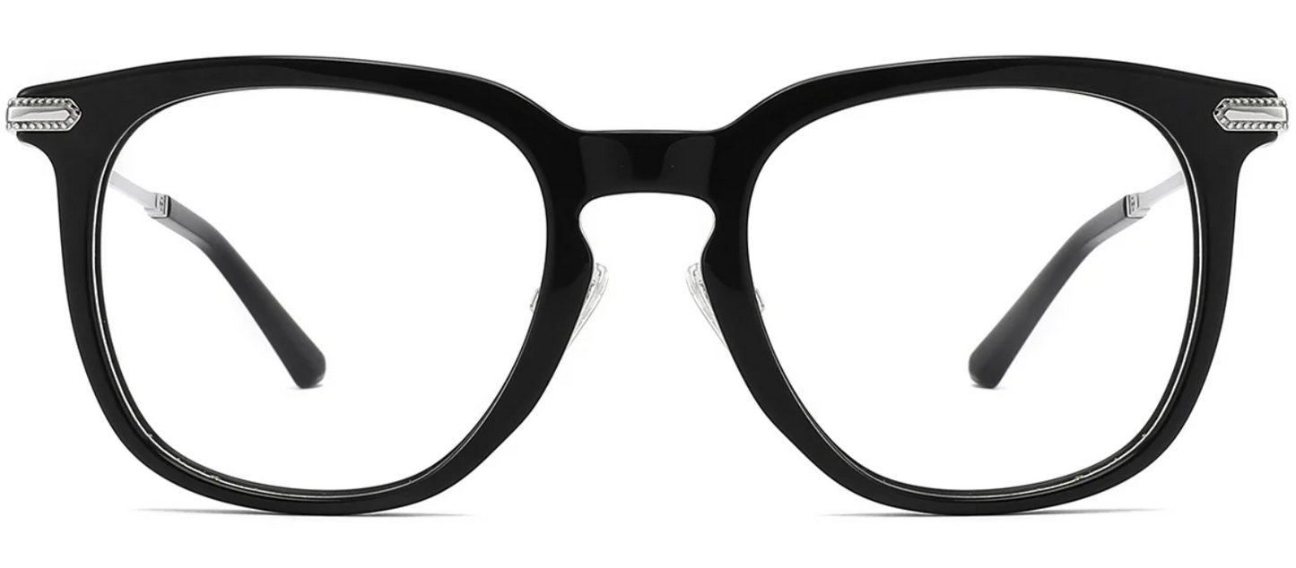 Quadratischer Rahmen aus Titan und Acetat F4157