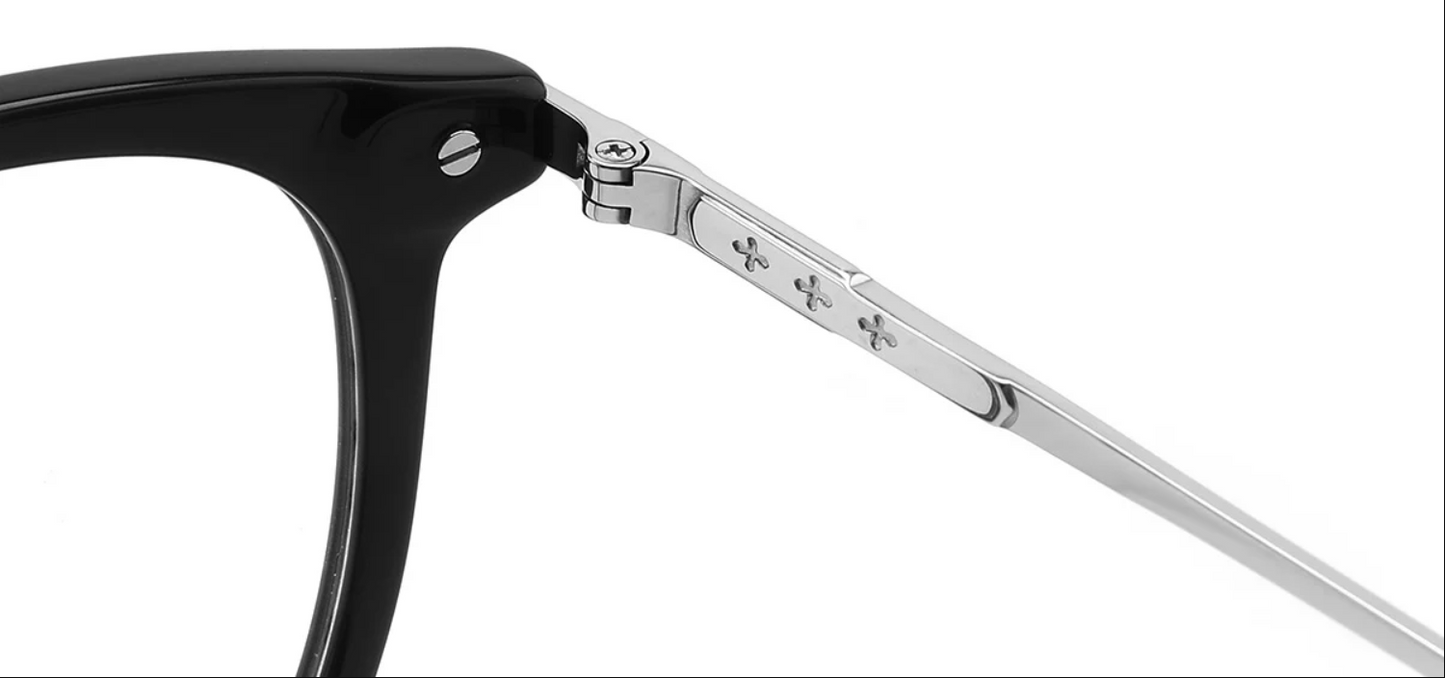 Quadratischer Rahmen aus Titan und Acetat F4157