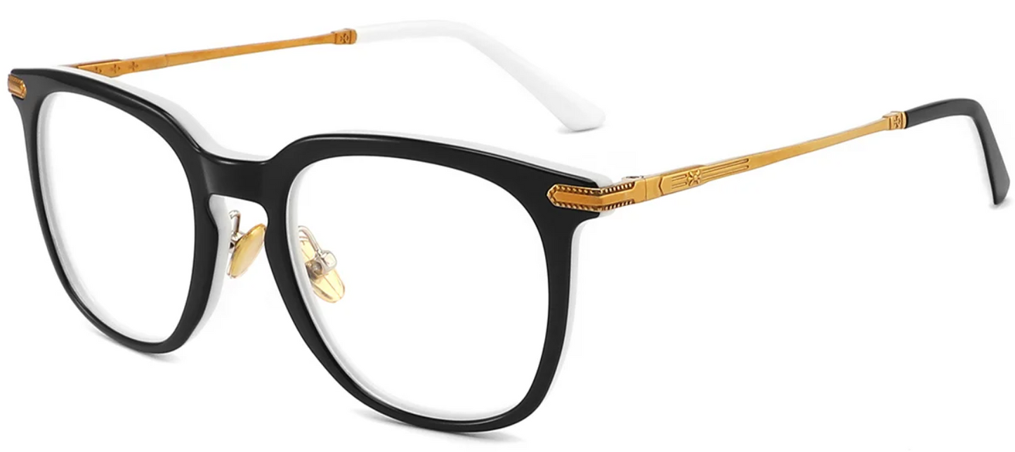 Quadratischer Rahmen aus Titan und Acetat F4157