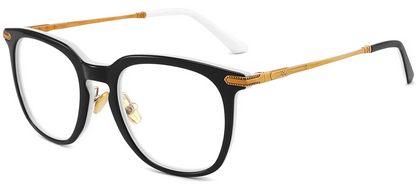 Quadratischer Rahmen aus Titan und Acetat F4157