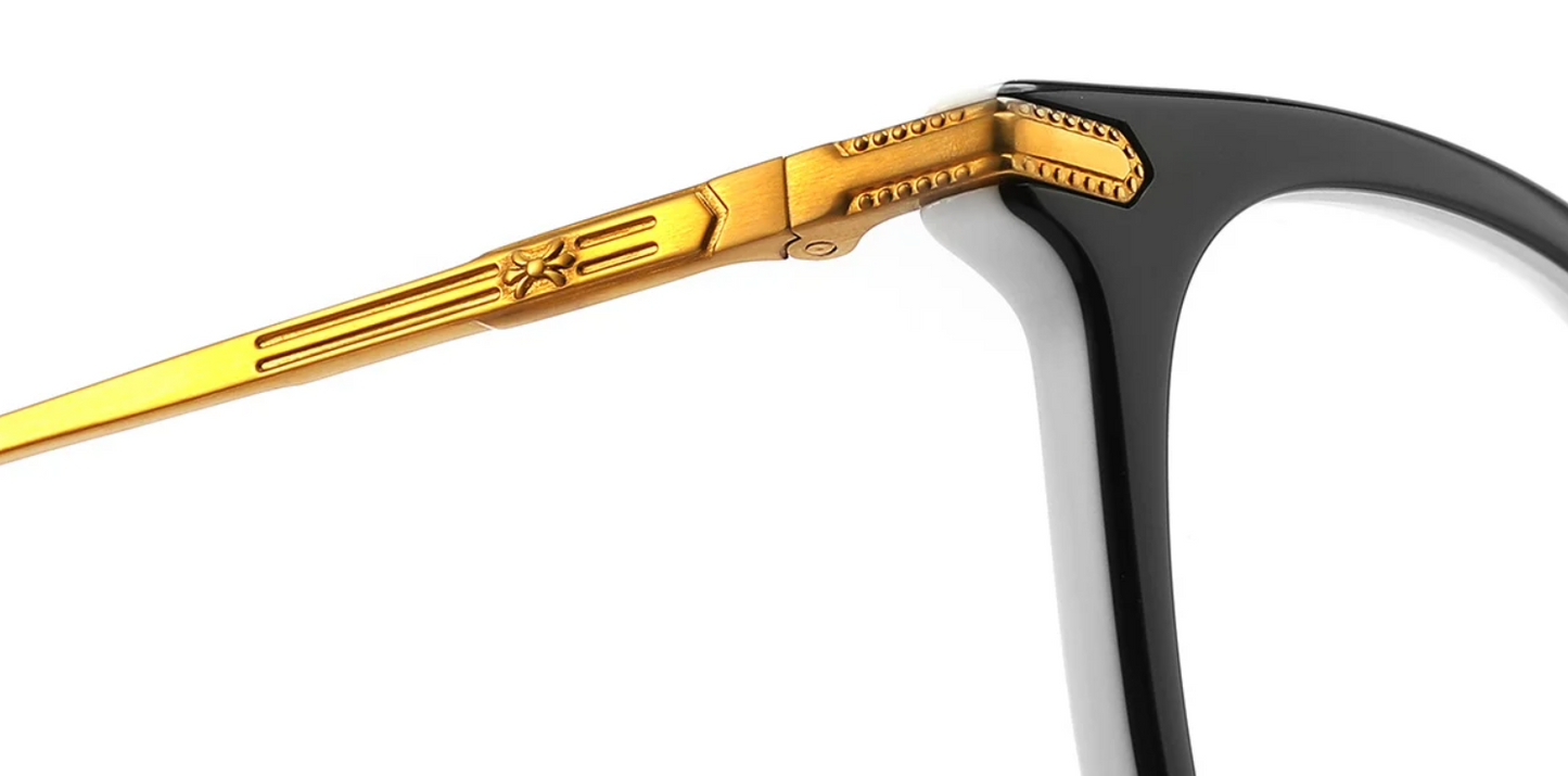 Quadratischer Rahmen aus Titan und Acetat F4157