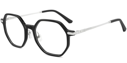 Titanium&Acetate Geometric Frame F4154
