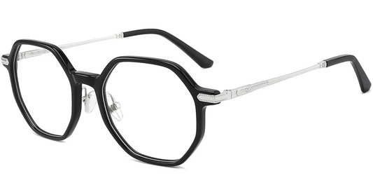 Titanium&Acetate Geometric Frame F4154