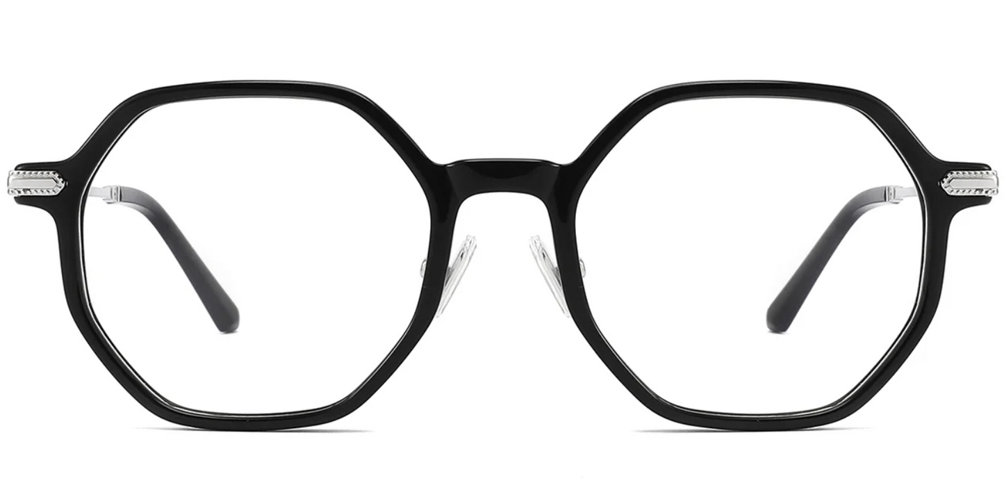 Titanium&Acetate Geometric Frame F4154