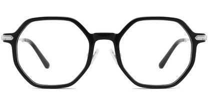 Titanium&Acetate Geometric Frame F4154