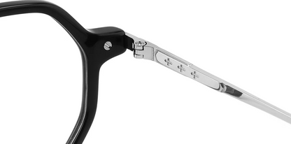 Titanium&Acetate Geometric Frame F4154