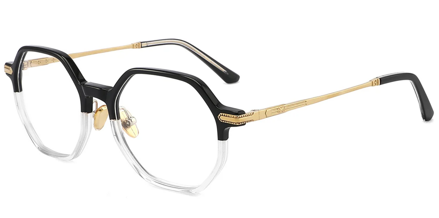 Titanium&Acetate Geometric Frame F4154