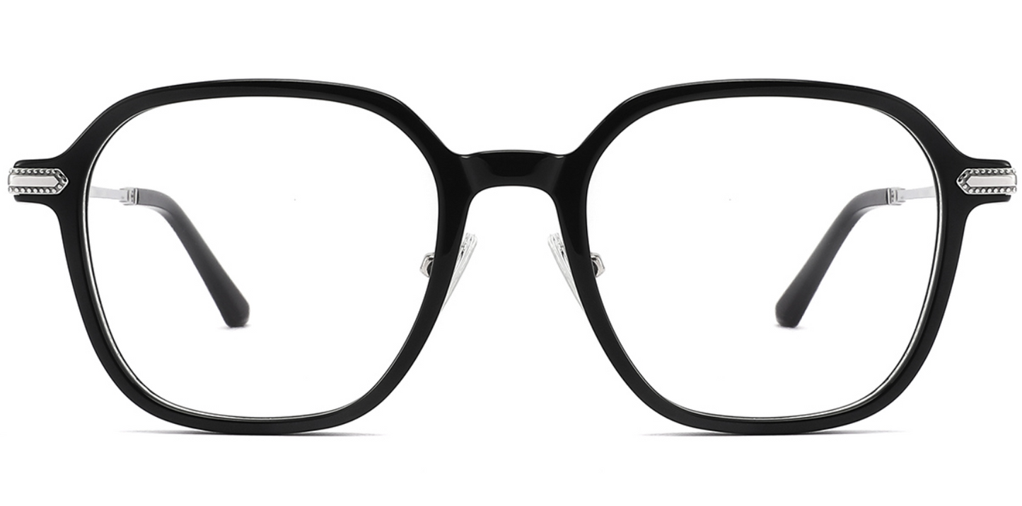 Titanium&Acetate Geometric Frame F4156