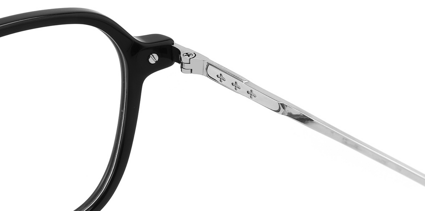 Titanium&Acetate Geometric Frame F4156