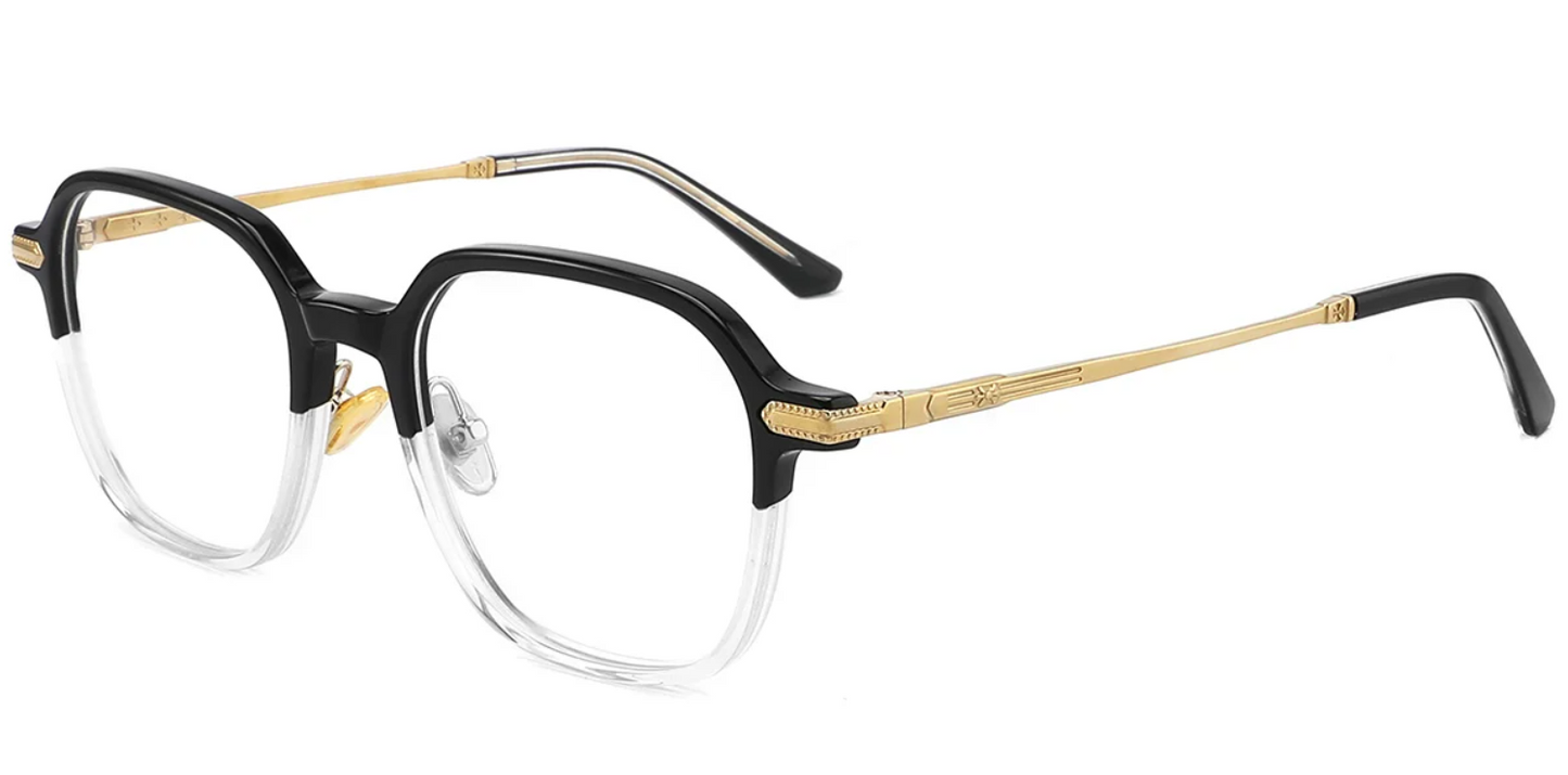 Titanium&Acetate Geometric Frame F4156