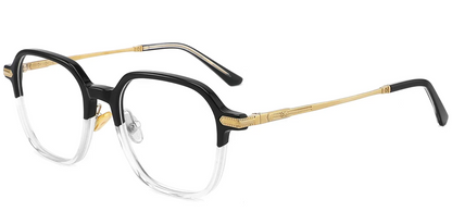 Titanium&Acetate Geometric Frame F4156